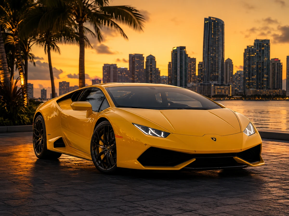 Yellow Lamborghini front view